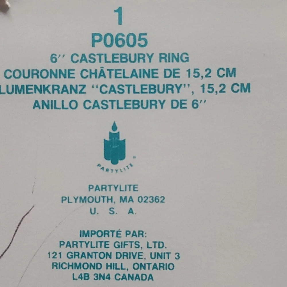 Partylite P0605 NWT "Castlebury" Floral Ring For 6" Candle - Picture 4 of 5